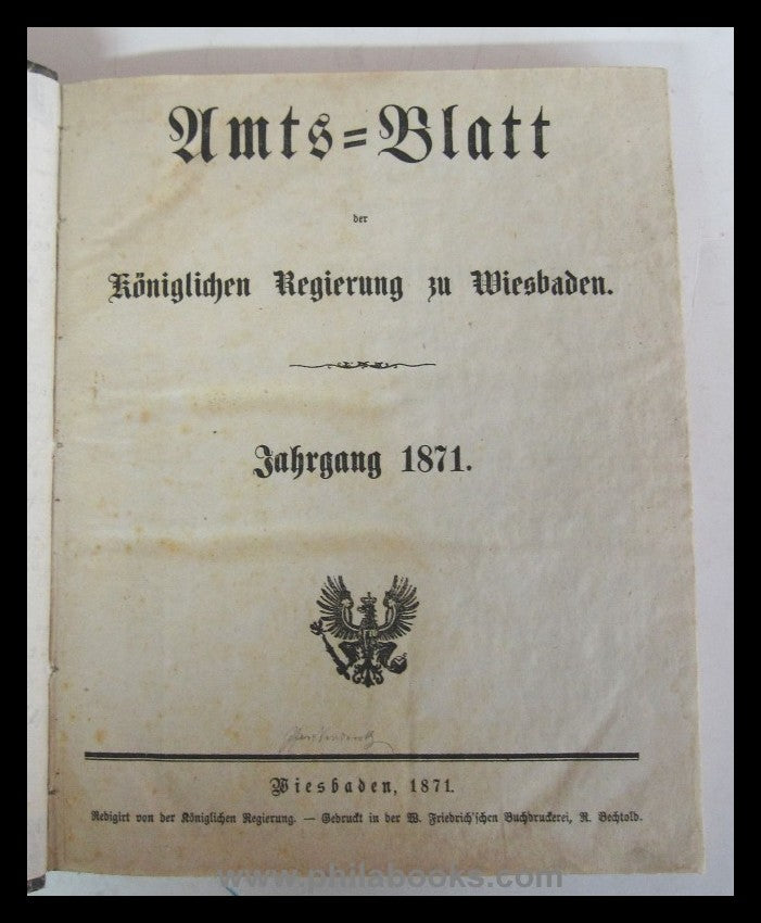 1869-1871, Amts-Blatt der Königlichen Regierung zu Wiesbaden in 3 ...