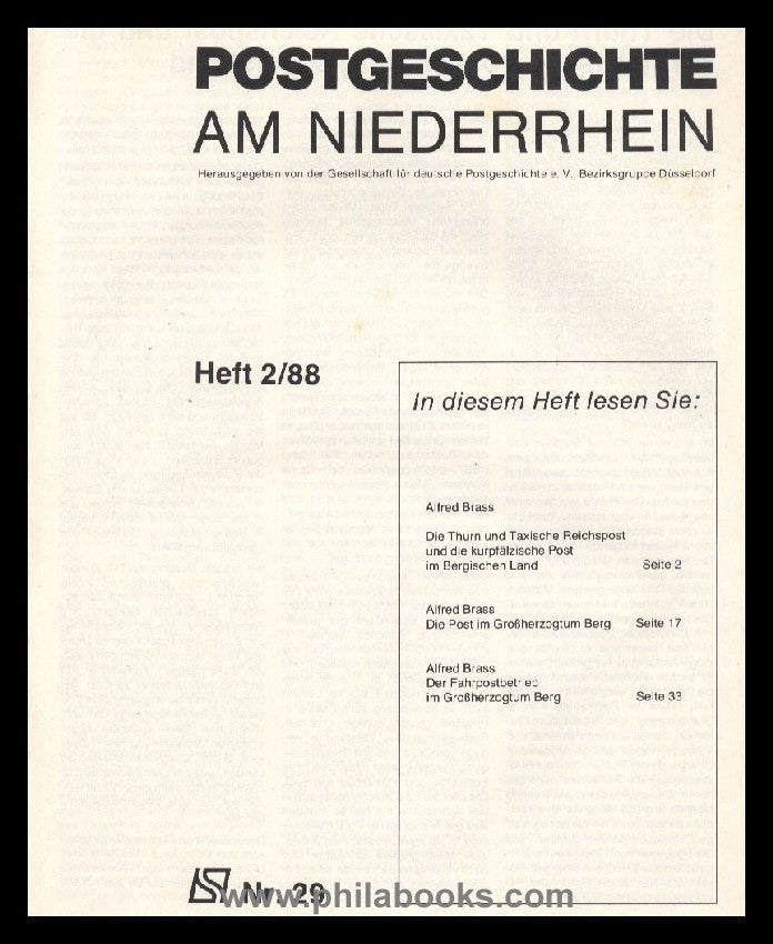 Brass, A., Die Post im Großberzogtum Berg, Beitrag in Postgeschich ...