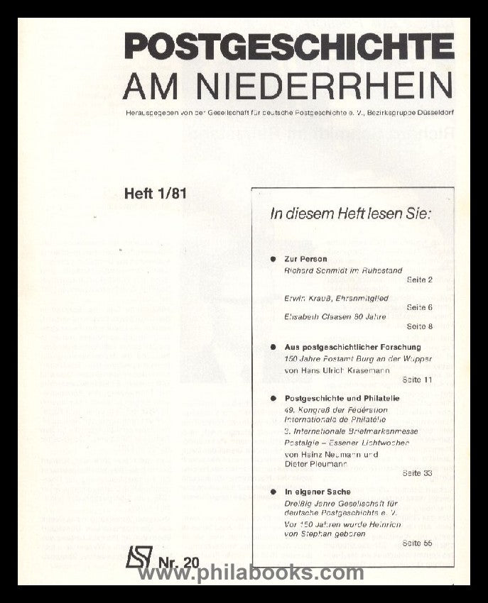 LOWER RHEIN,, Postal History Sheets Lower Rhine, 1981, No. 20...