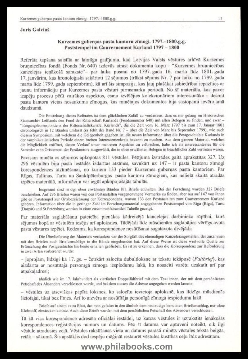 ForGe Latvia, 2nd Symposium on Postal History of Latvia, 2003, 7 ...