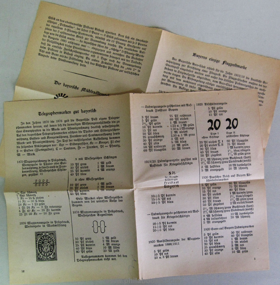 Brunner, J., Bavaria's postage stamps 1849-1920, 1924, 95 p. with 32 ...