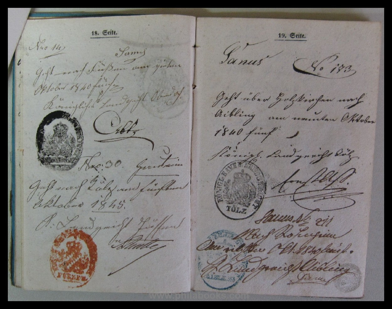 Wanderbuch, ausgestellt für 'Ignatz Werner', geb. 1843 in Neustadt ...