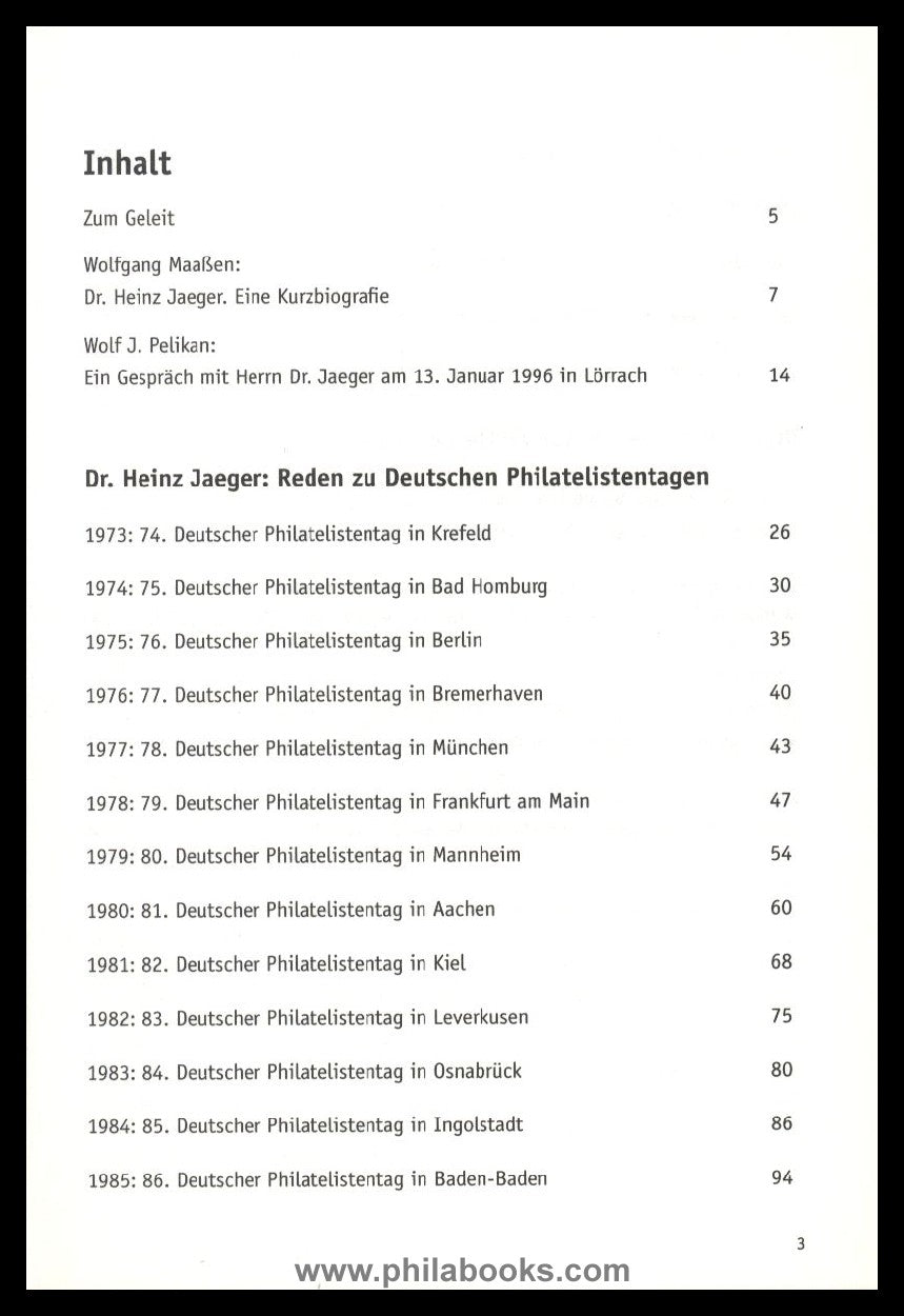 Maassen, W., Chronik der deutschen Philatelie, Dr. Heinz Jaeger, E ...