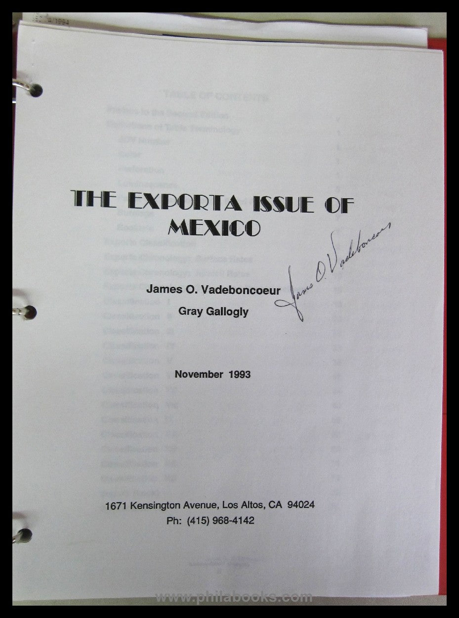 Vadeboncoeur, JO/ Gallogly, G., The Exporta Issue of Mexico, 199 ...