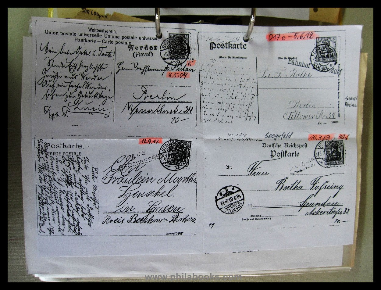 Hintze railway post archive, here a folder with collector's documents concerning...