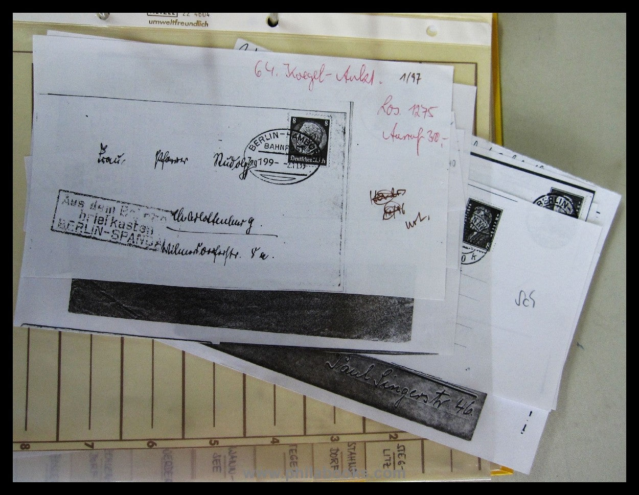 Hintze Bahnpostarchiv, hier ein Ordner mit Sammlerunterlagen betre ...