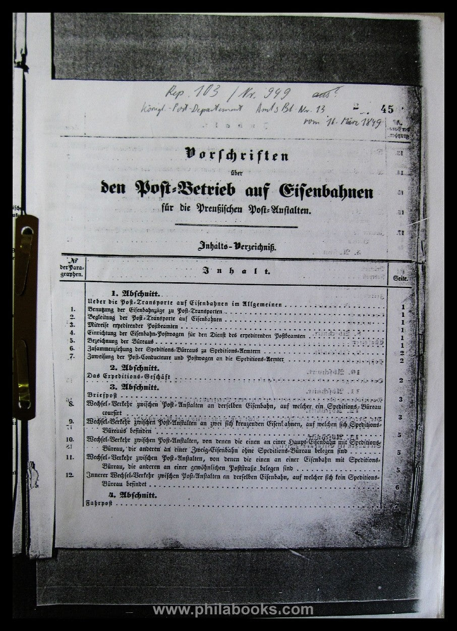 A Leitz folder with copies of documents from the Berlin railway post...