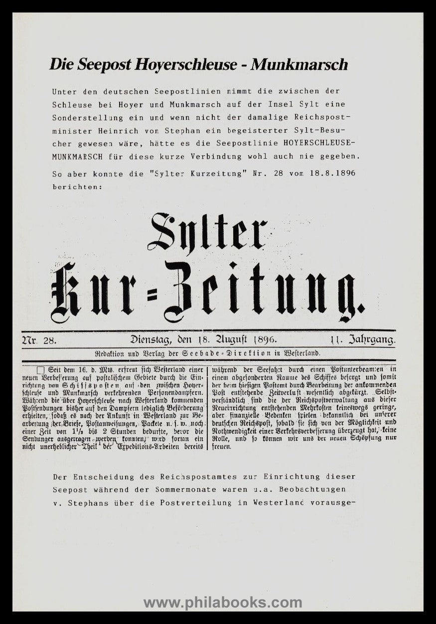 Klauke, F., Das Postwesen auf der Insel Sylt bis zur Gründung des ...