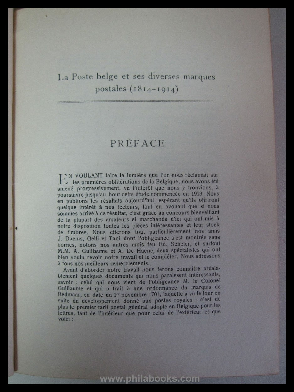 Hanciau, L., La Poste Belge et ses Miscellaneous Marques Postales 1814- ...