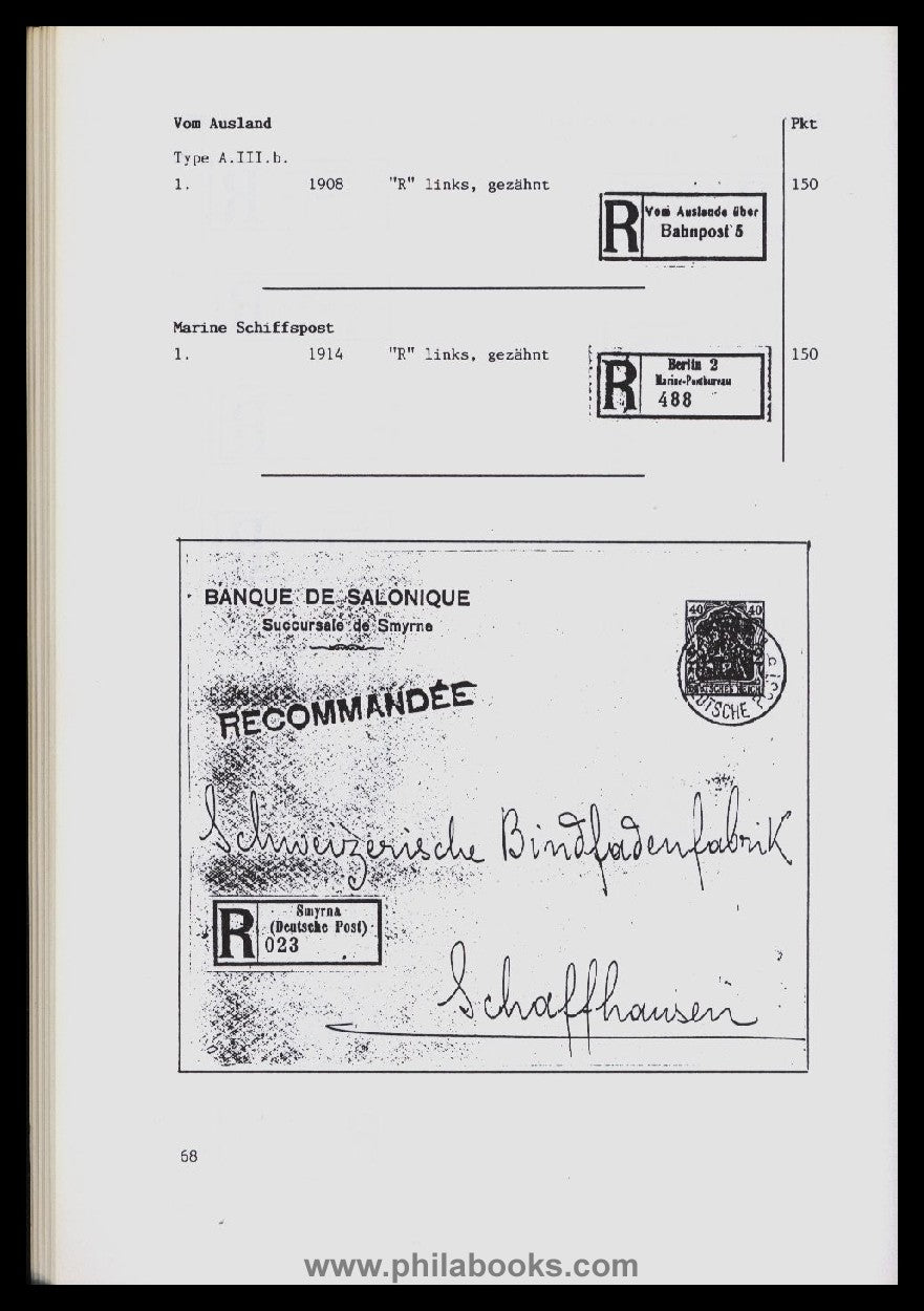 Einfeldt, E., Die Einschreibezettel der deutschen Postanstalten im ...