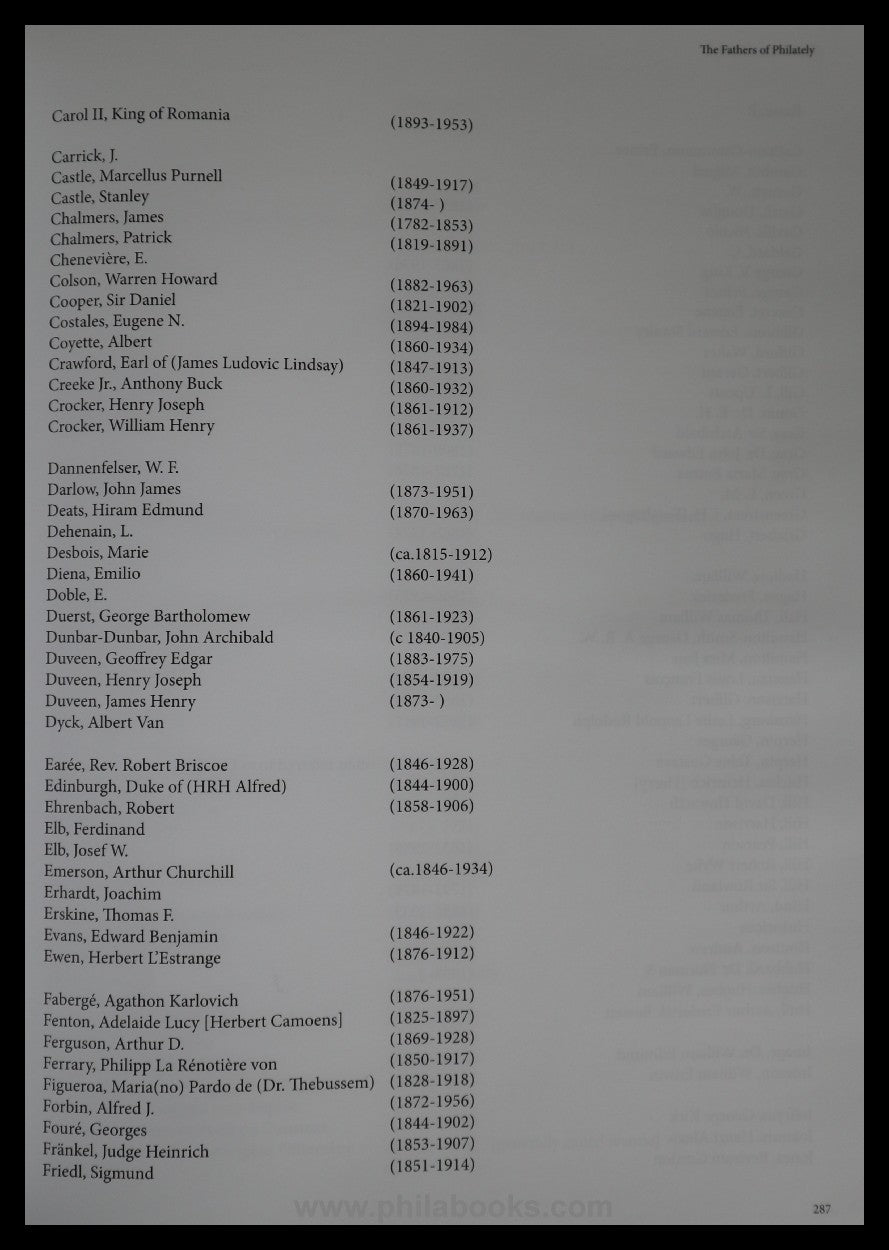 Birch, B., Fathers of Philately, Inscribed on the Roll of Distingu...