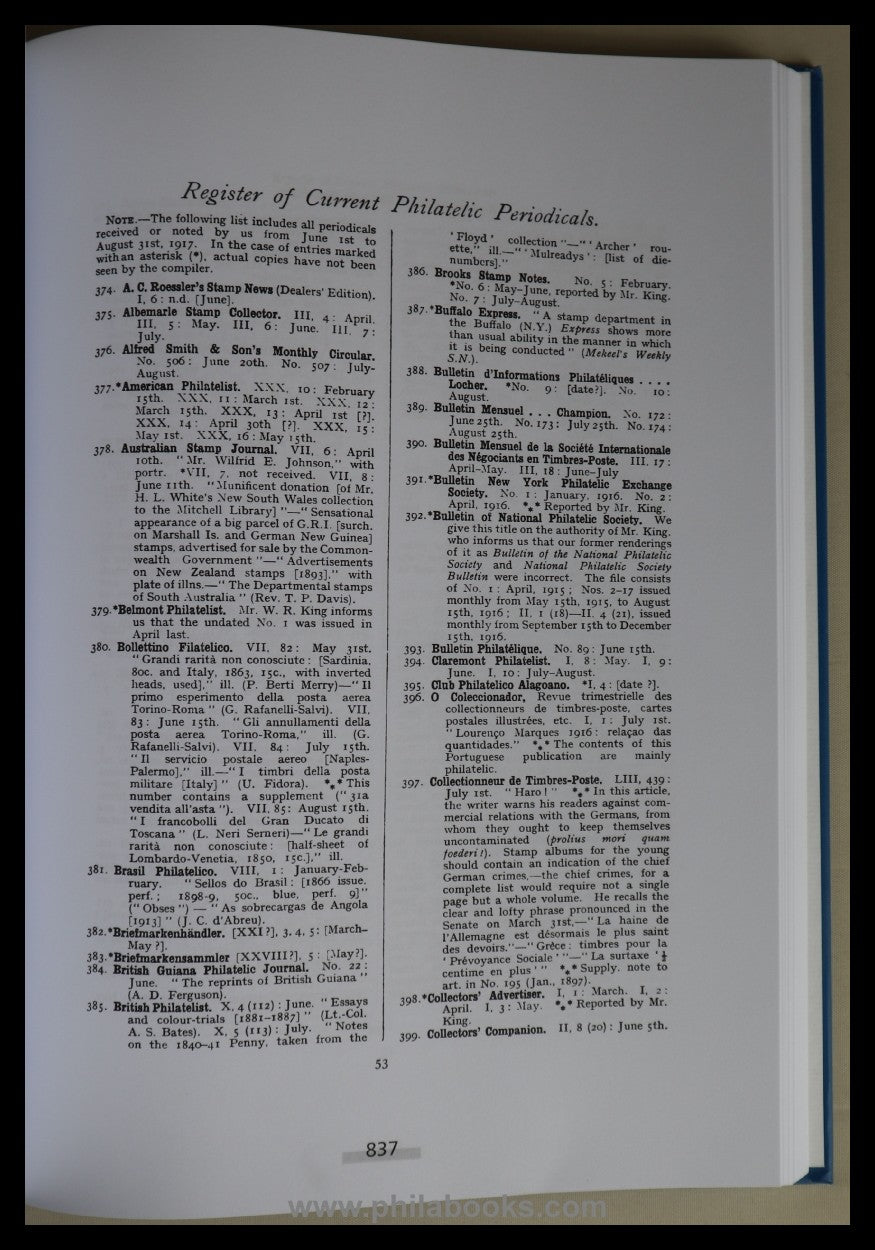 Maassen, W. (Hrsg.), The Journal of the Philatelic Literature Soci ...
