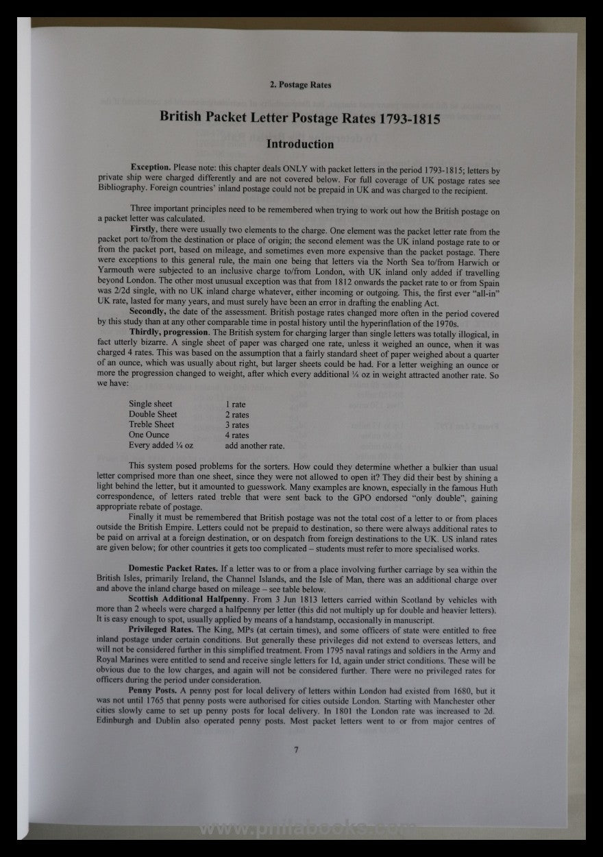 Tabeart, C., British Long Distance Mail Packets 1793-1815, Rates R ...