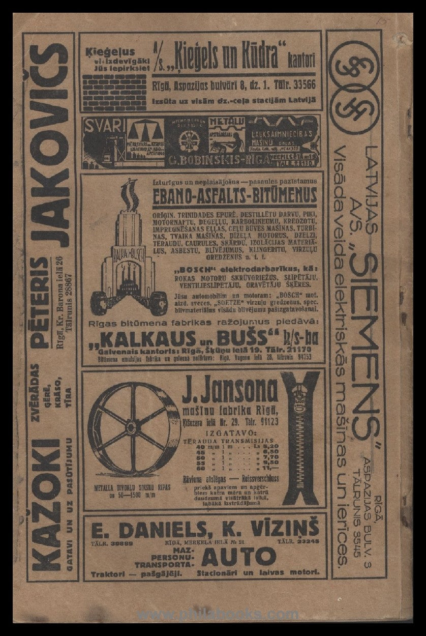 Pasta and Telegrafa Departaments, Latvijas 1936. g. Telefona subscription...