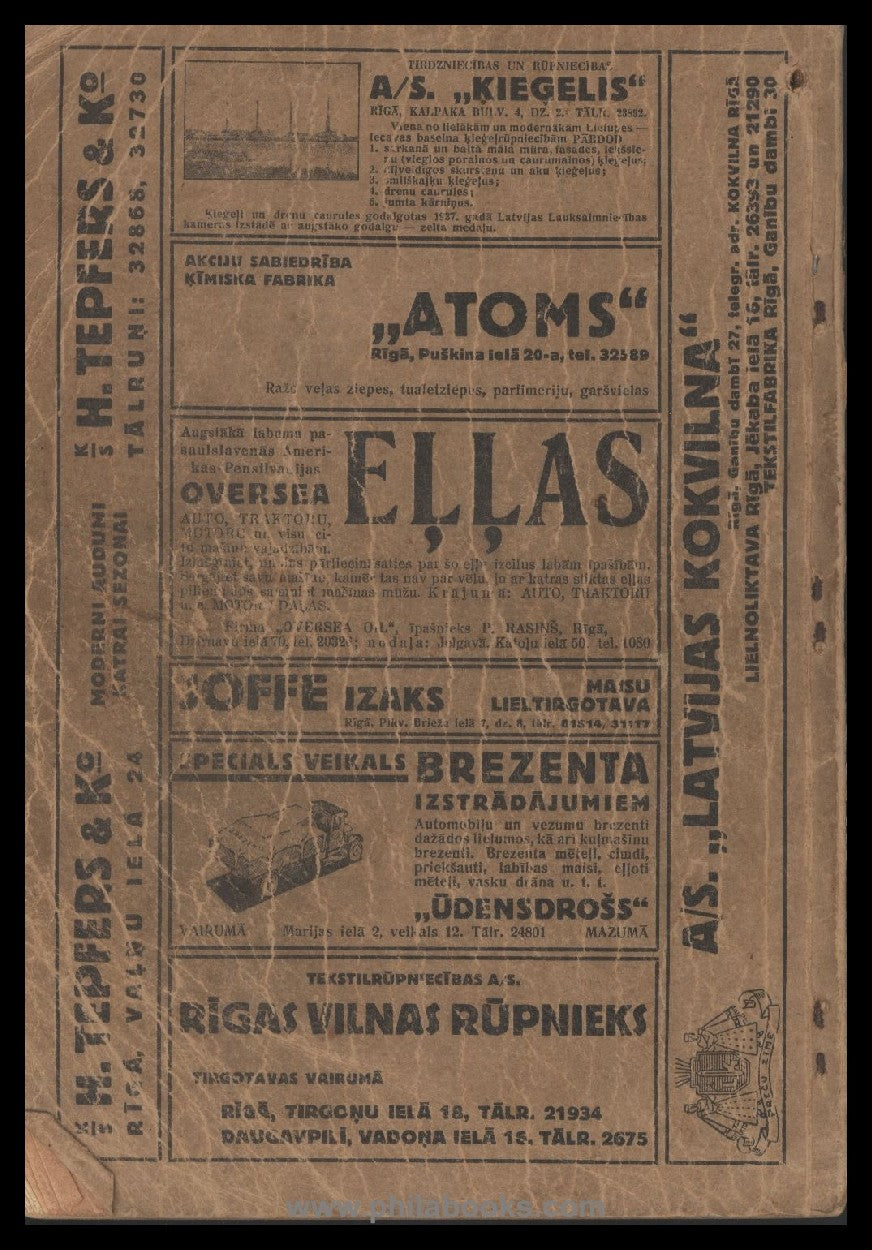 Pasta and Telegrafa Departaments, Latvijas 1940. g. Telefona subscription...