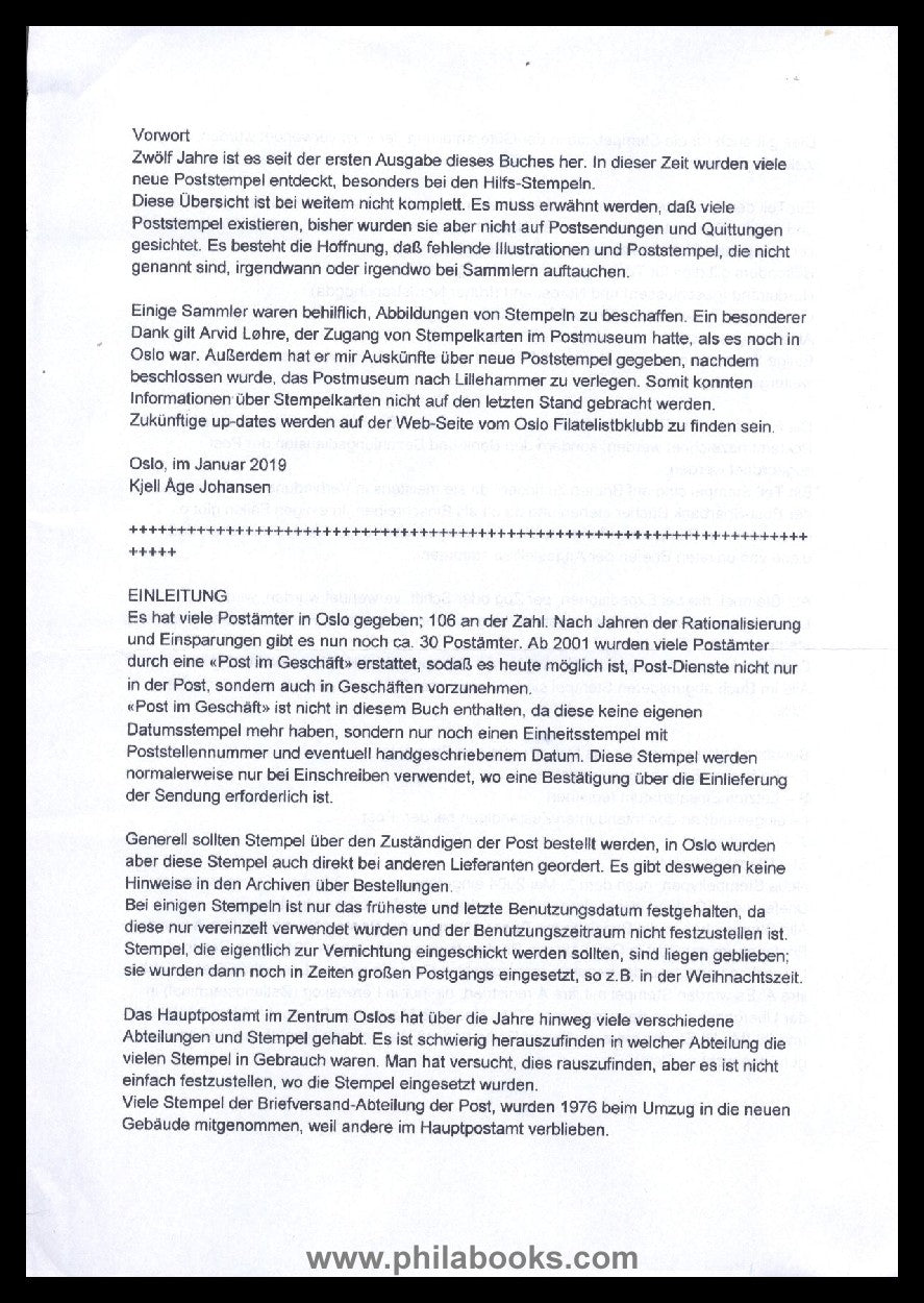 Johansen, K.A., Poststeder I Oslo 1647-2018, 2019, Katalog der Pos ...
