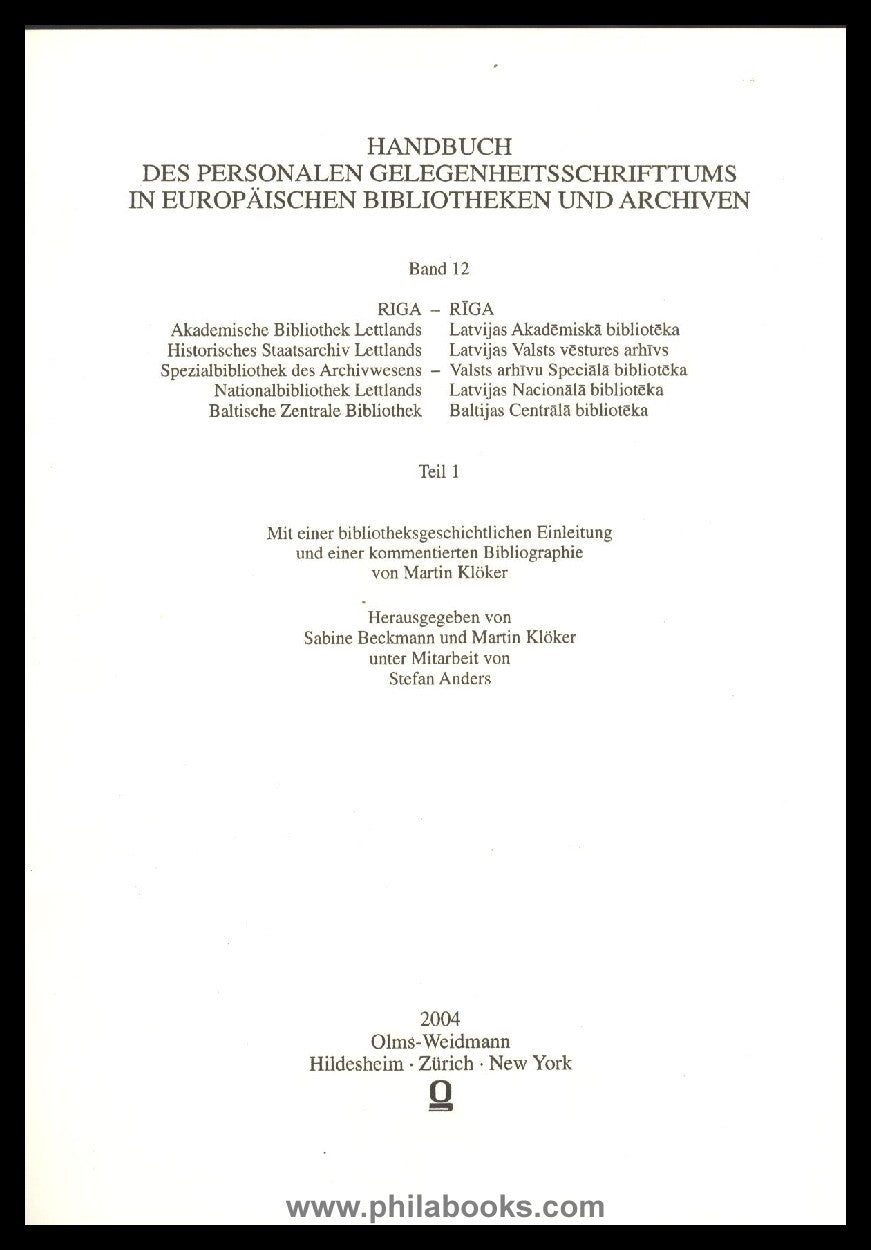 Handbuch des Personalen Gelegenheitsschrifttums in europäischen Bi ...