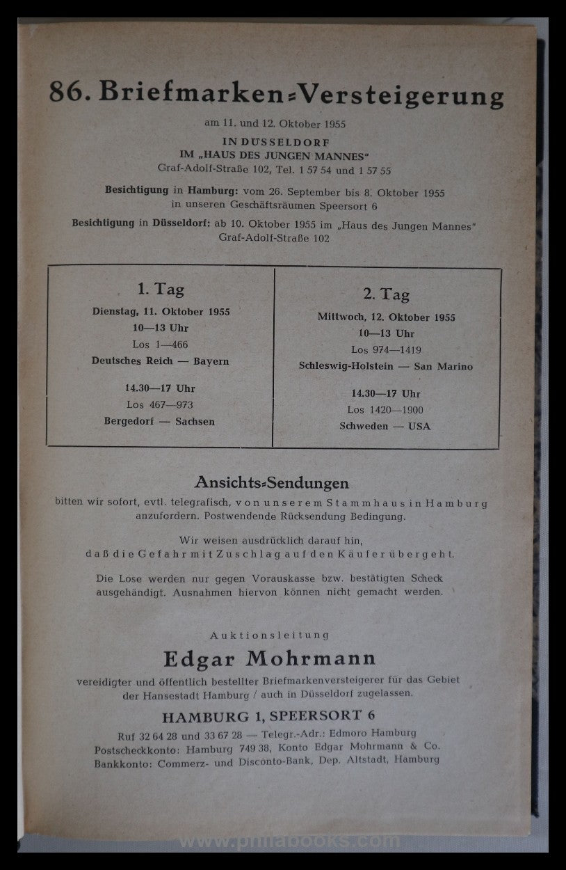 Mohrmann-Munich, Auction 086-090, 1955/1956 'Dr. X'