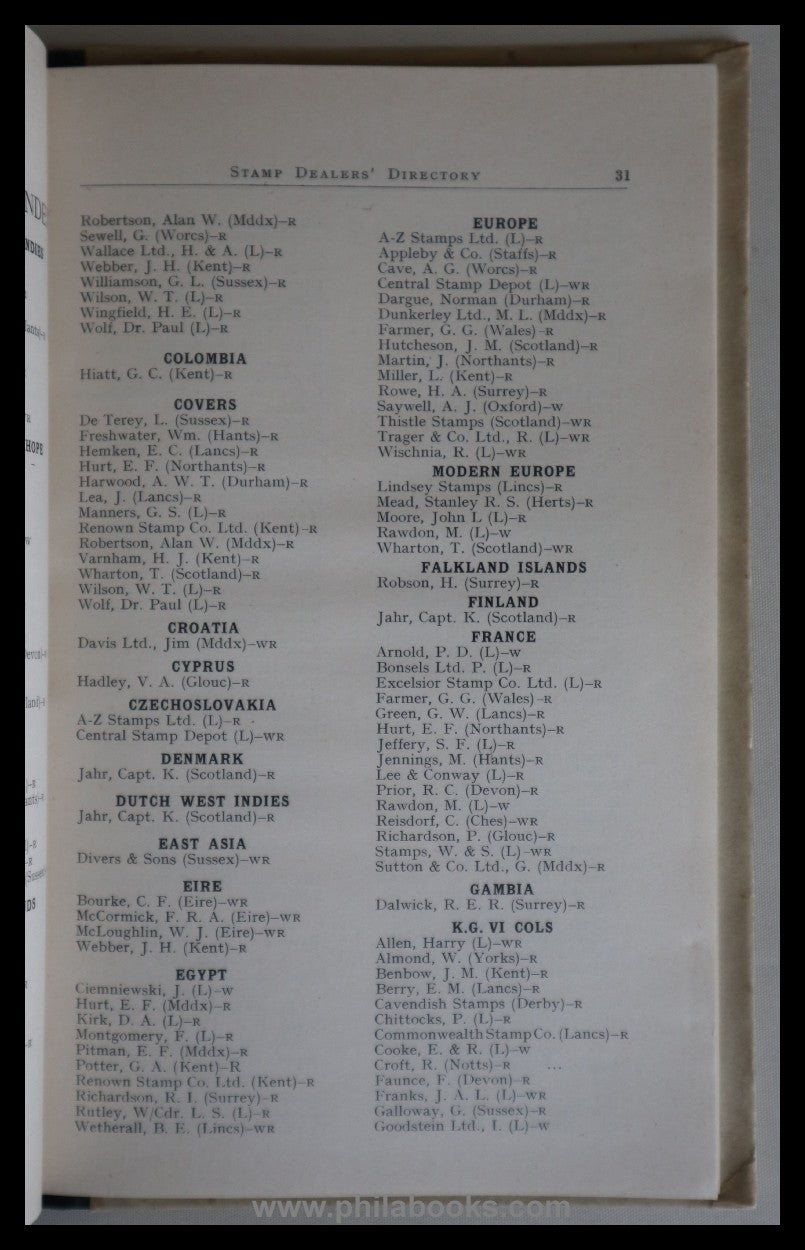 Morgan, T., International Stamp Dealers Directory 1950-1951, Cover ...