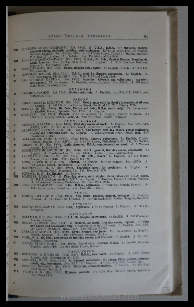 Morgan, T., International Stamp Dealers Directory 1950-1951, Cover ...