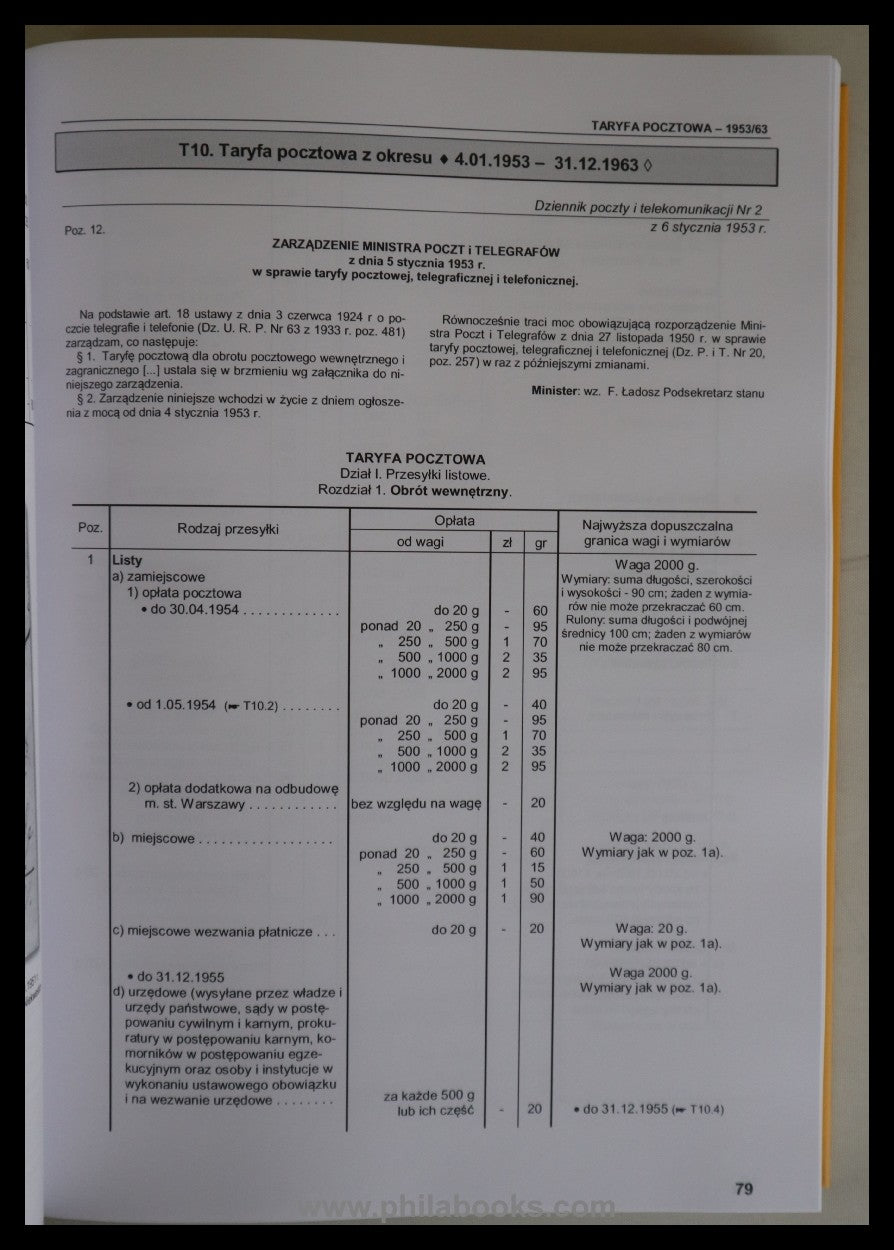 Kielbasa-Schoeni/Folta, Taryfy I Cenniki Oplat Poczty Polskiej 194 ...
