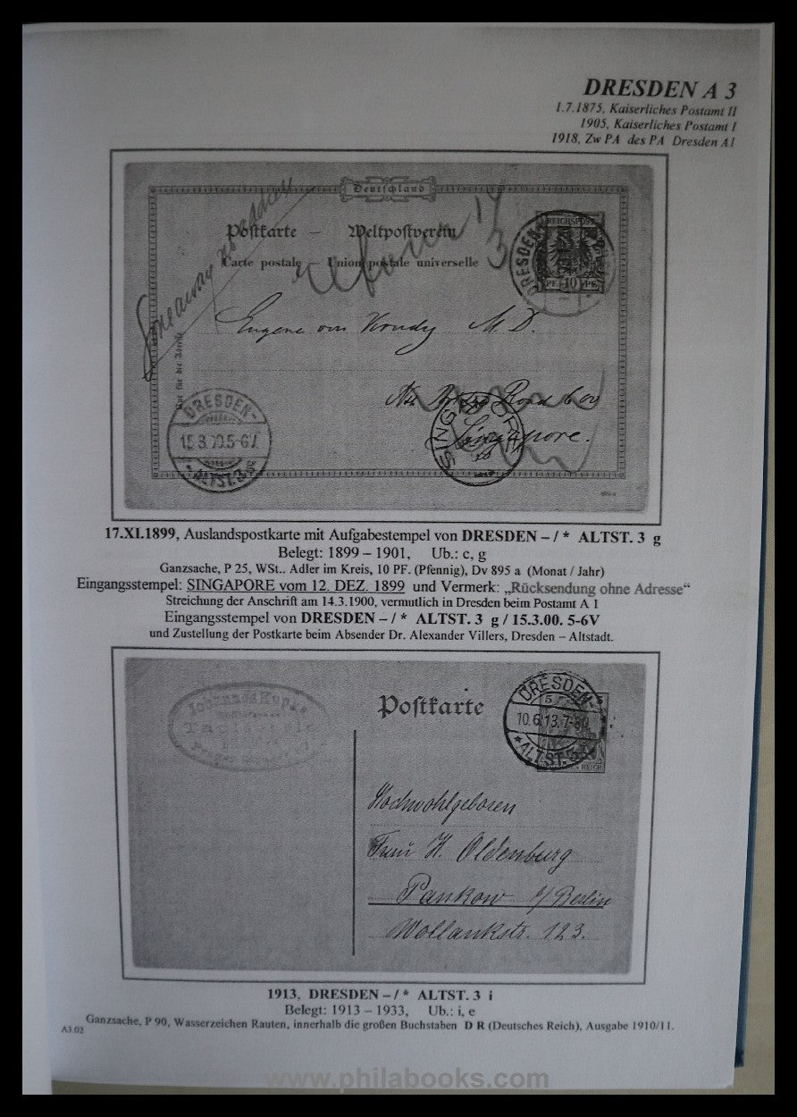 DRESDEN: Schmidt, W., The Post in Dresden 1875-1930, hardbound...