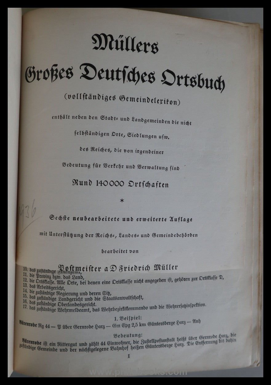 1936, Müllers Grosses Deutsches Ortsbuch, Vollständiges Gemeindele ...