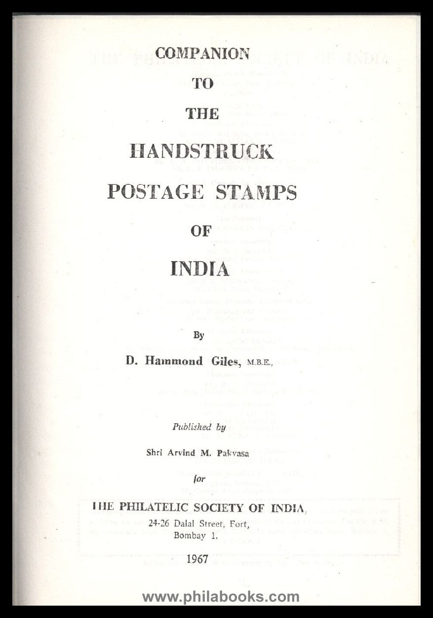 Giles, DH, Companion to the Handstruck Postage Stamps of India, ...