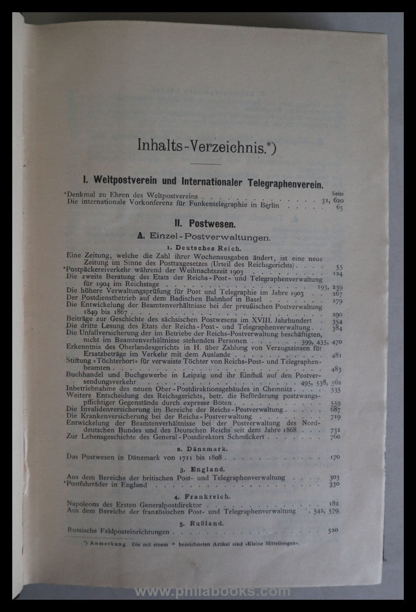 1904, archive for postal history and telegraphy, supplements to the official...