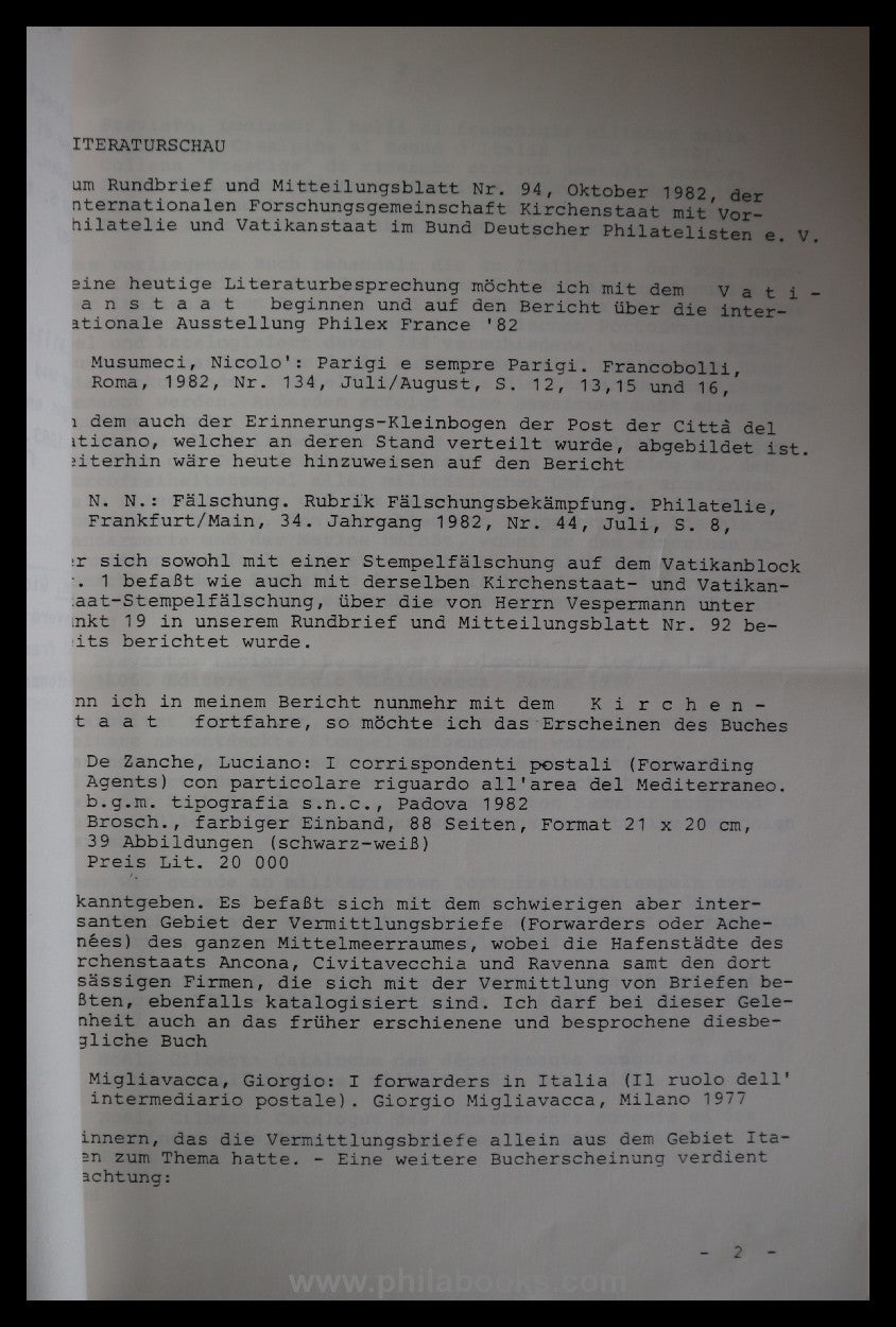 Lenz, Dietrich: Philatelistisches Schrifttum über die Besetzung de ...