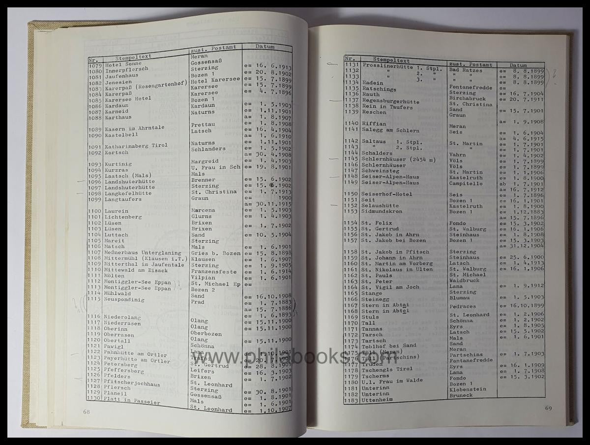 Bianco, C., Postal History of South Tyrol, Bozen, 1981, Handbook on the ...