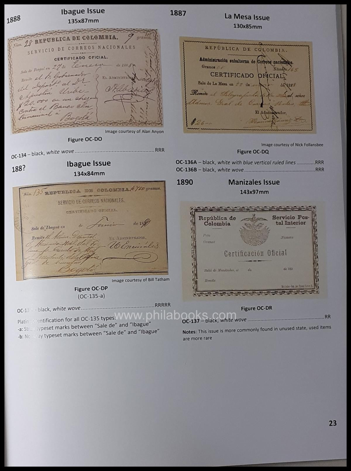 Phelps, S., Catalog of the Official Certificates/ Cubiertas of Col ...