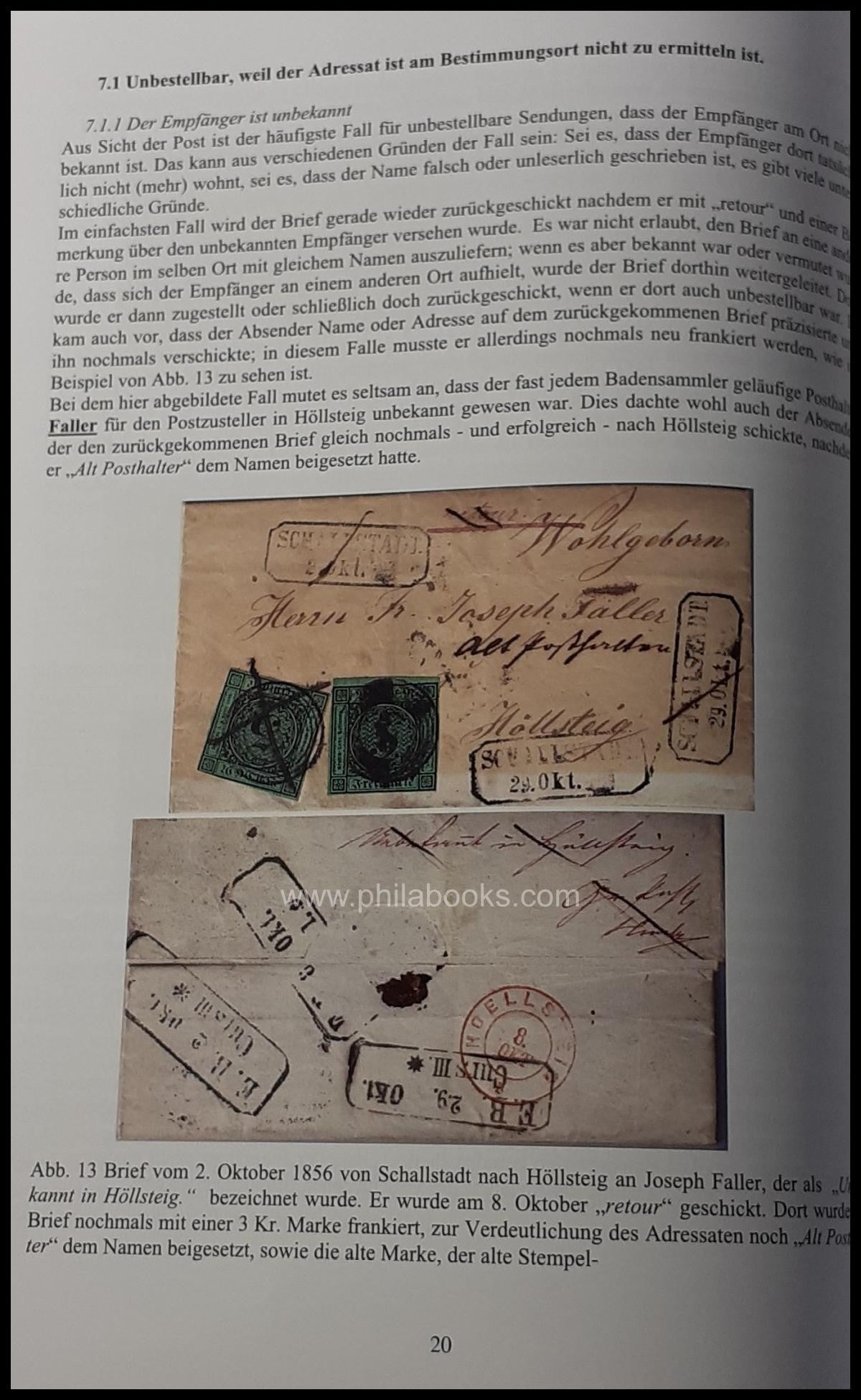 Schwer H., return letters from Baden, 43 pages with colored receipt images...