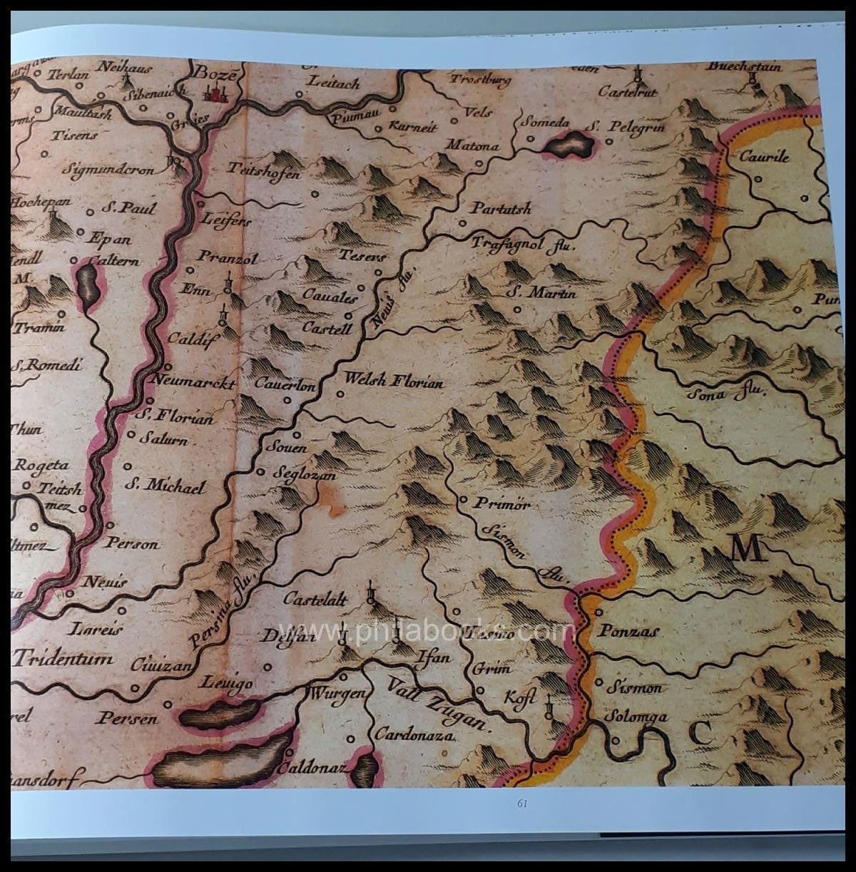 Tomasi, G., Trentino and South Tyrolean landscape on old map...