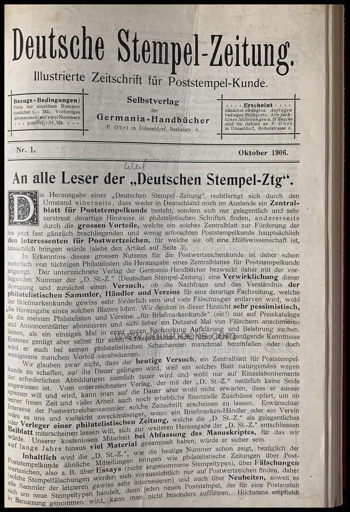 Deutsche Stempel-Zeitung, Illustrierte Zeitschrift für Poststempel ...