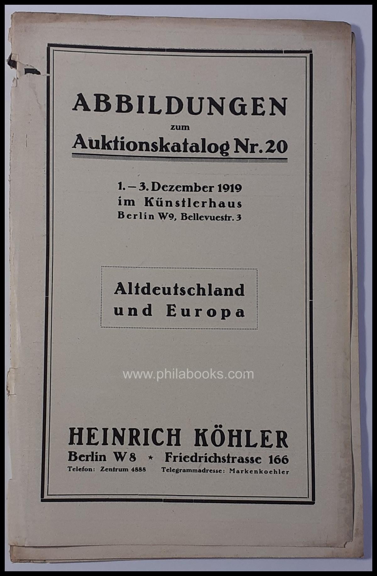 Heinrich Köhler, Auction 020, 1919-12