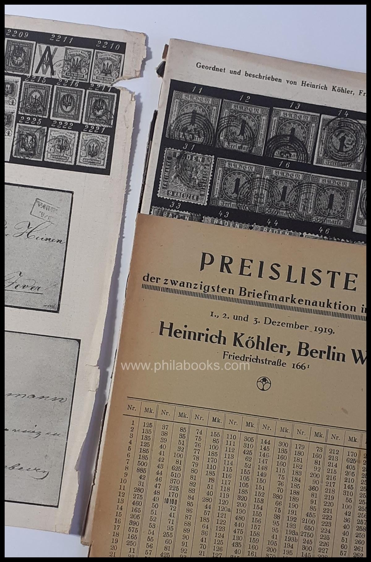 Heinrich Köhler, Auction 020, 1919-12