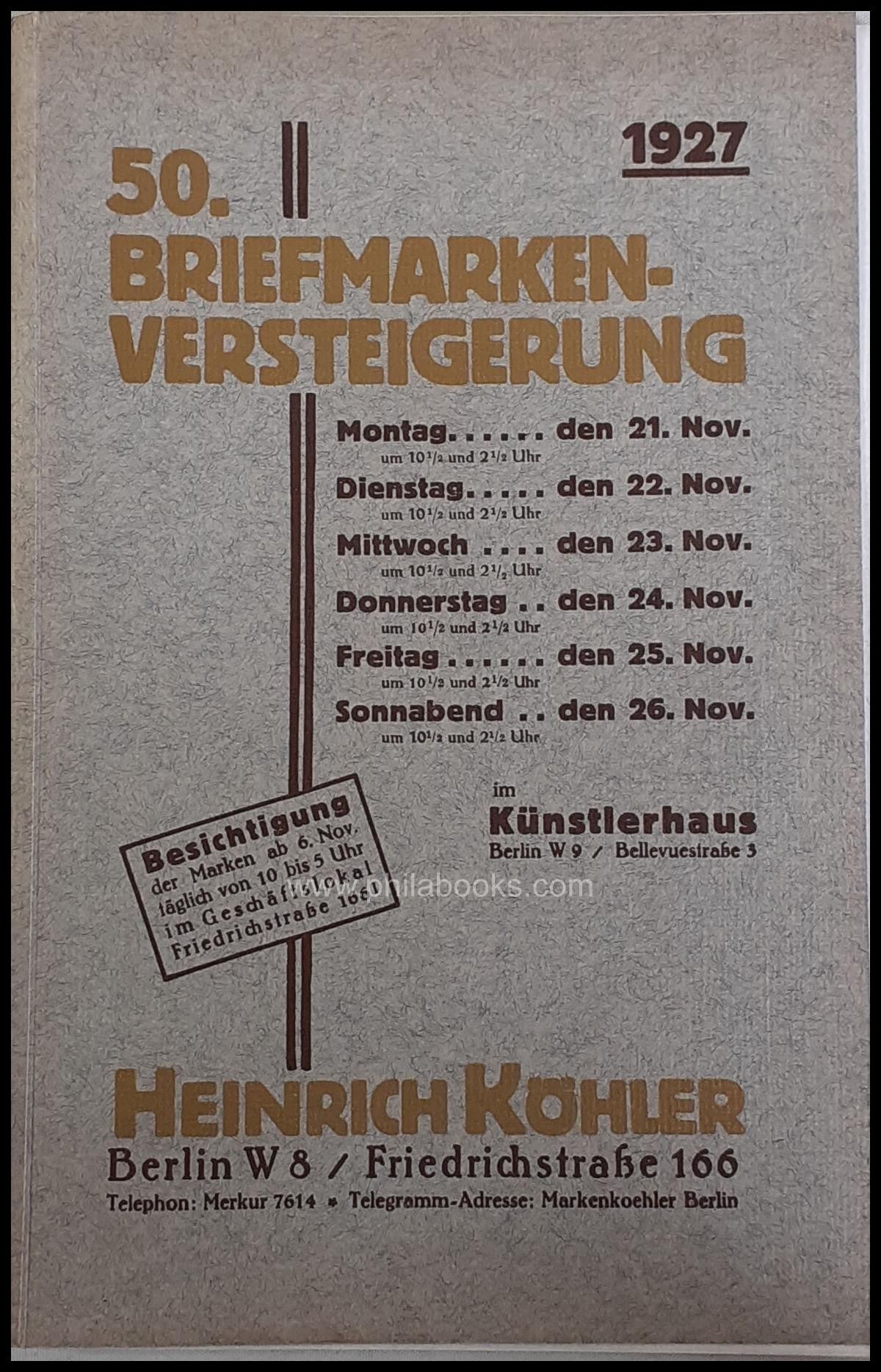 Heinrich Köhler, Auction 050, 1927-11 'Lindberg'