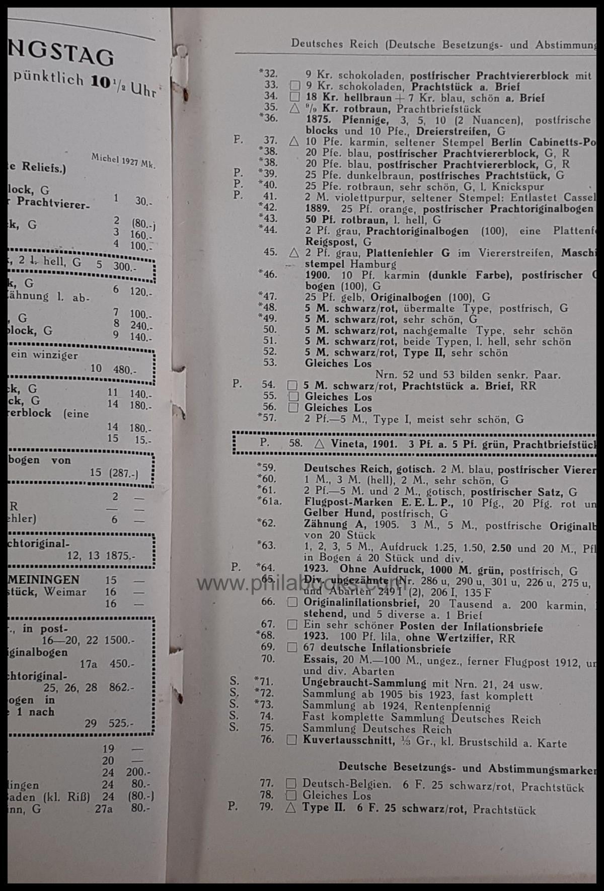 Heinrich Köhler, Auction 050, 1927-11 'Lindberg'