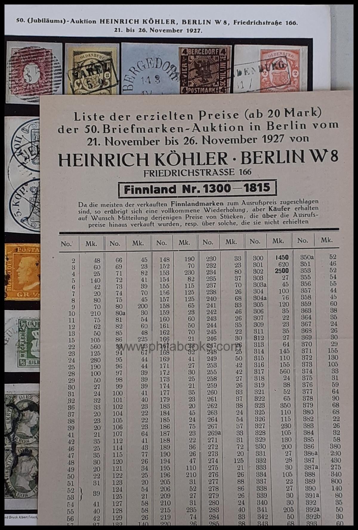 Heinrich Köhler, Auction 050, 1927-11 'Lindberg'