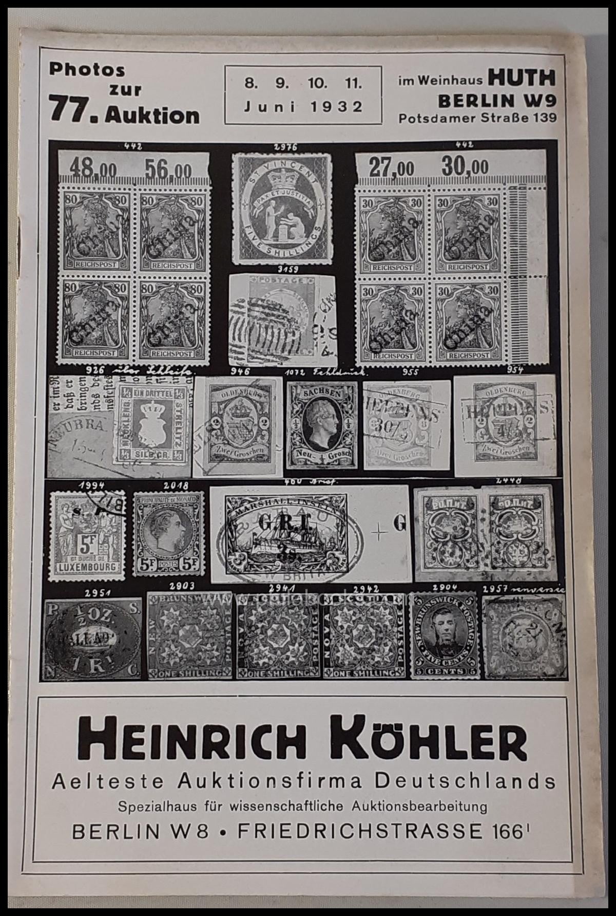 Heinrich Köhler, Auction 077, 1932-06
