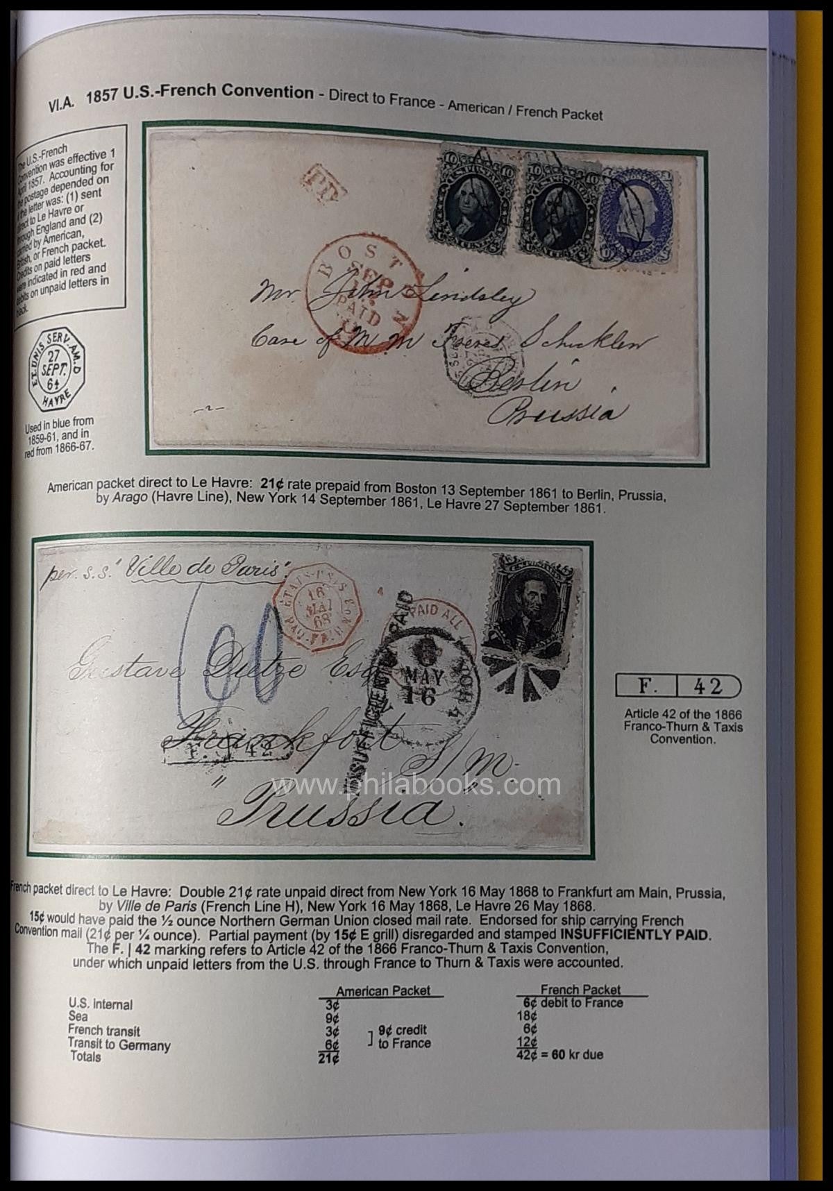 Pre-UPU-Rates between the U.S. and the German States, farbige Kopi ...