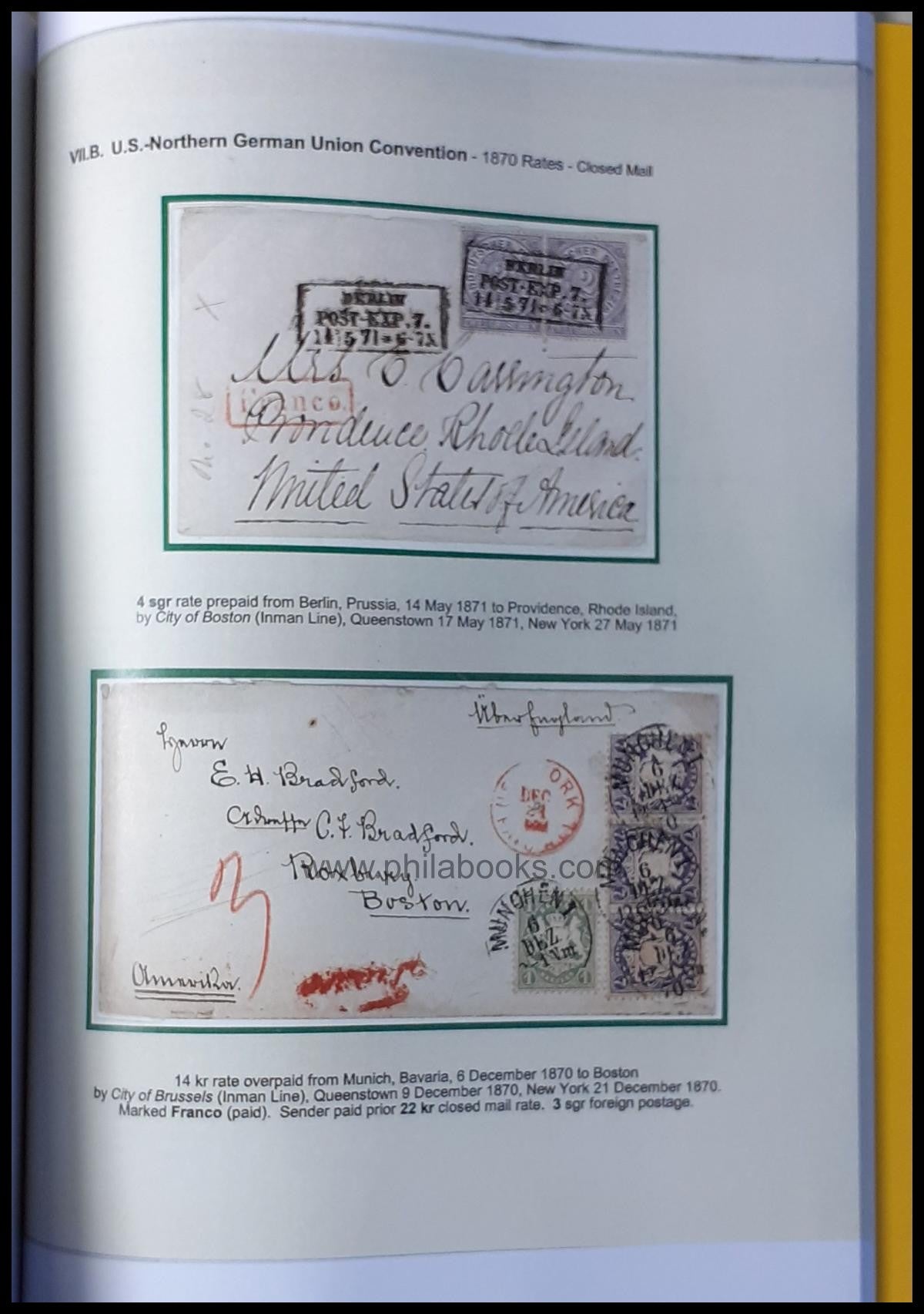 Pre-UPU-Rates between the U.S. and the German States, farbige Kopi ...