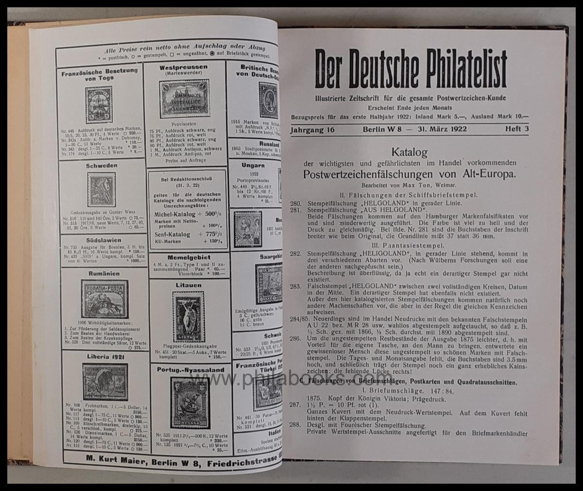 The German Philatelist, illustrated magazine for the entire...