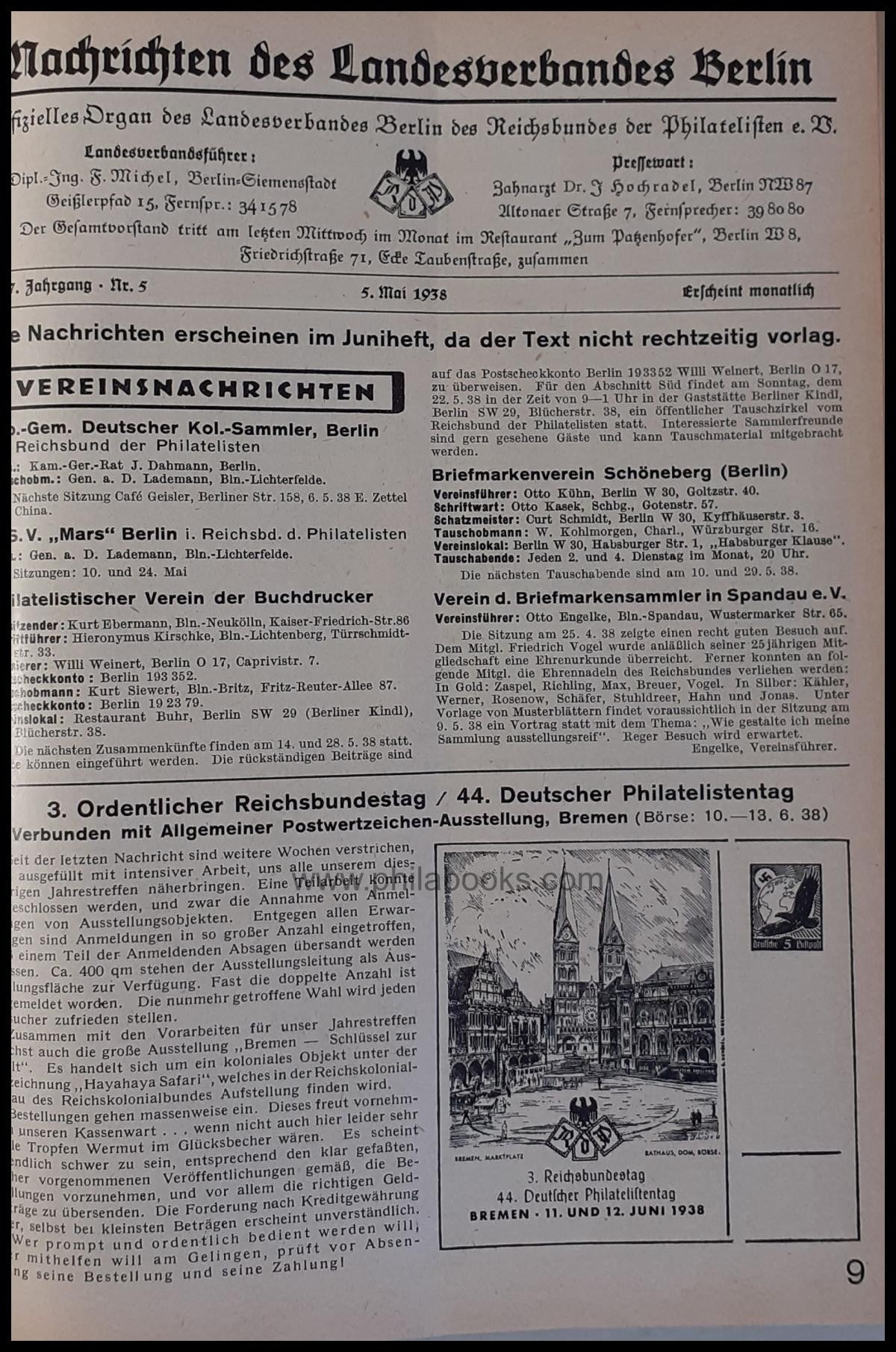 Die Post 1936-1940, 5 Jahrgänge privat in gefälligem Halbleinen id ...