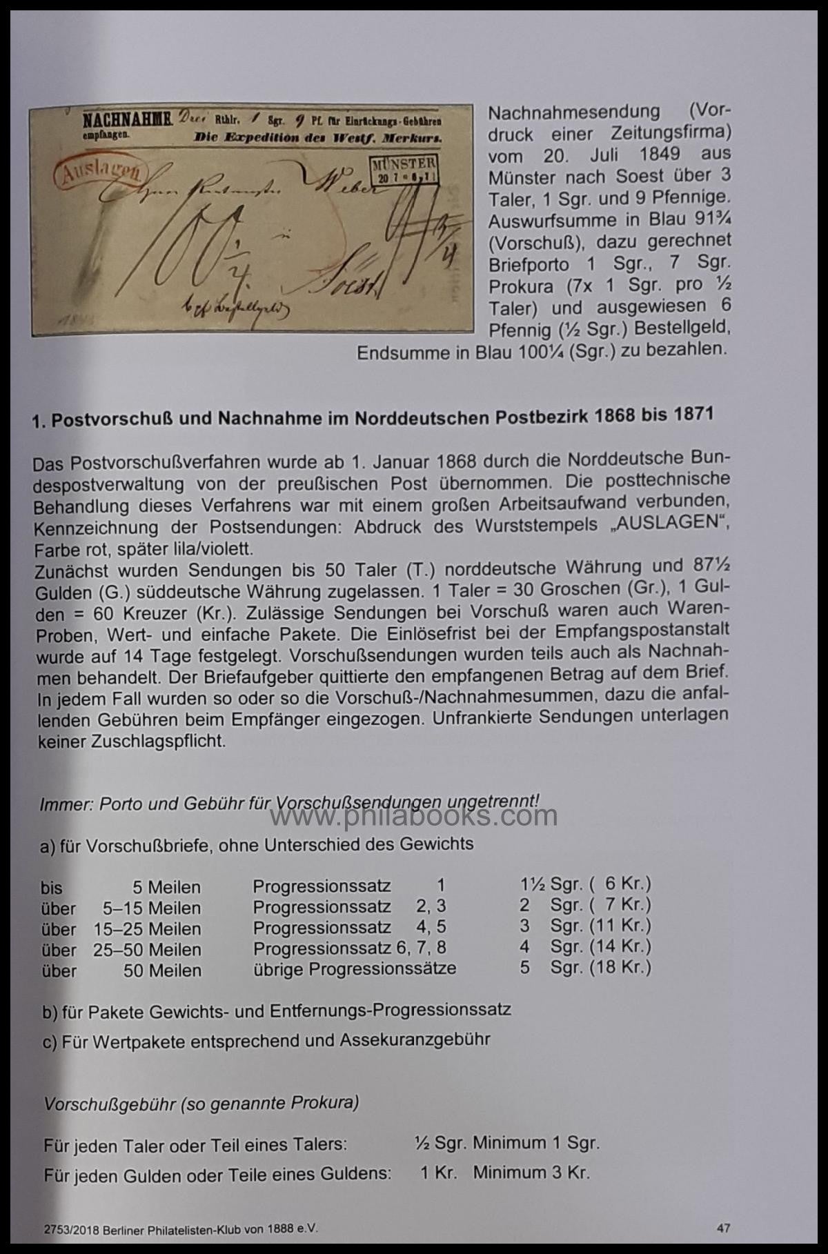 Holz, Hans-Joachim: Postvorschuss und Nachnahme 1868 bis 1918, Gro ...