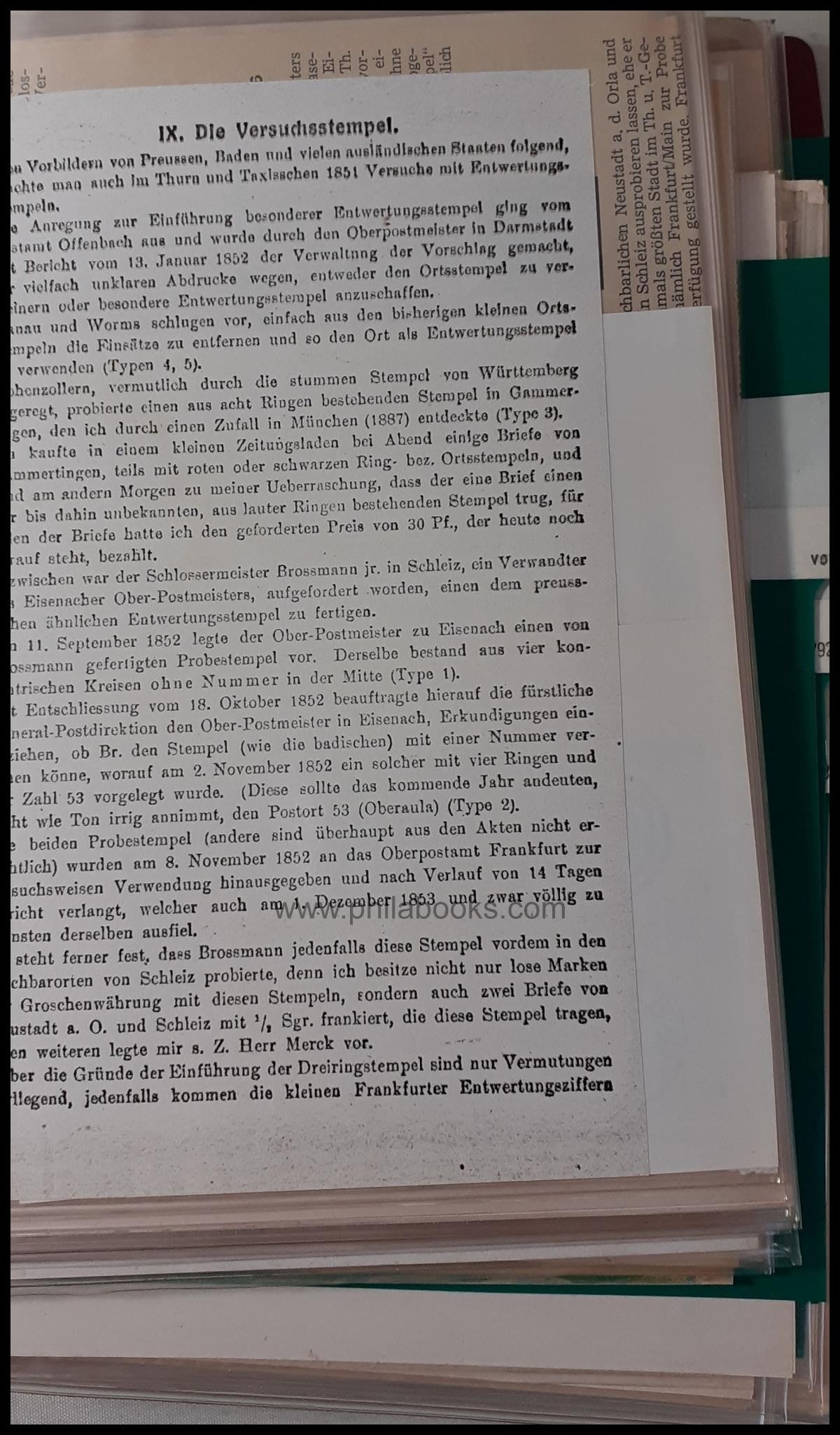 Sammlerarchiv an Fachartikeln zu Thurn und Taxis, zur Postgeschich ...