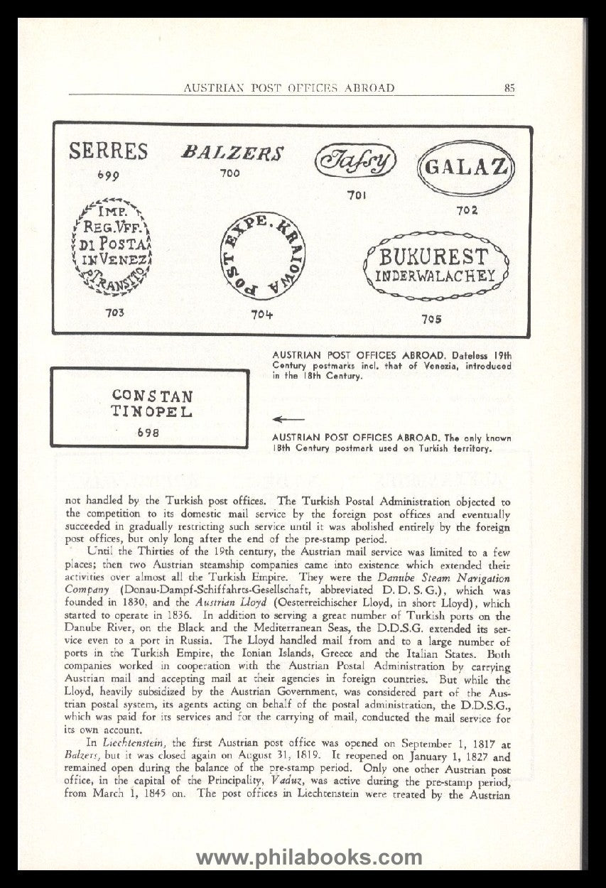 Mueller (Edwin), Handbook of the Pre-Stamp Postmarks of Austria, 1 ...