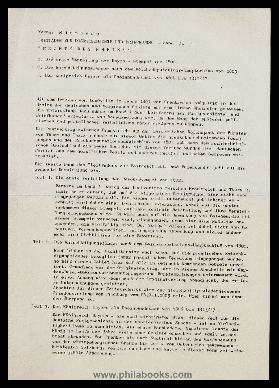 Münzberg, W., Leitfaden zur Postgeschichte und Briefkunde, Band II ...