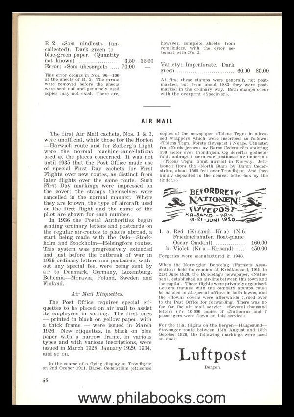 King-Farlow, R., Catalogue of The Postage Stamps of Norway, 1948,  ...